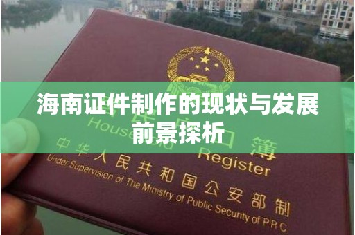 东莞海南证件制作的现状与发展前景探析